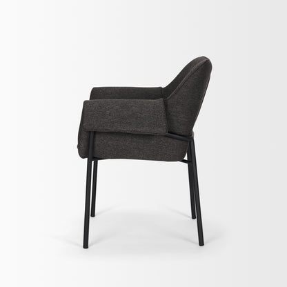 Brently Dining Chair w/ Gray Fabric & Matte Black Metal Legs