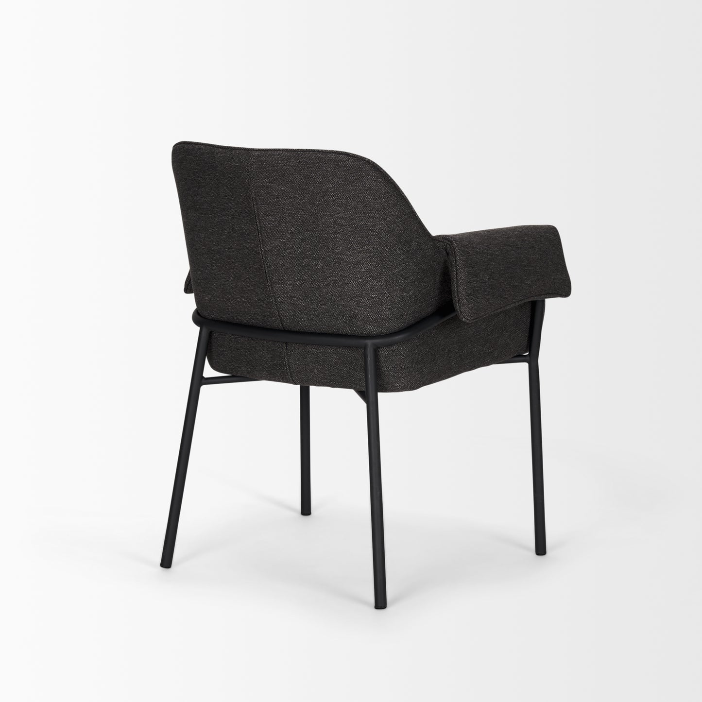 Brently Dining Chair w/ Gray Fabric & Matte Black Metal Legs