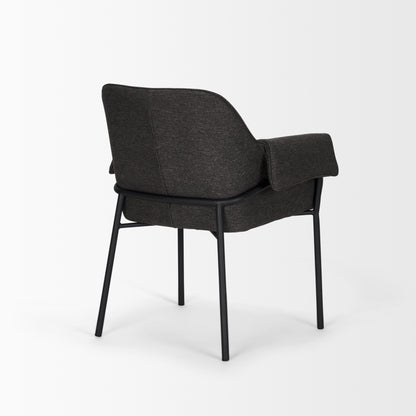 Brently Dining Chair w/ Gray Fabric & Matte Black Metal Legs