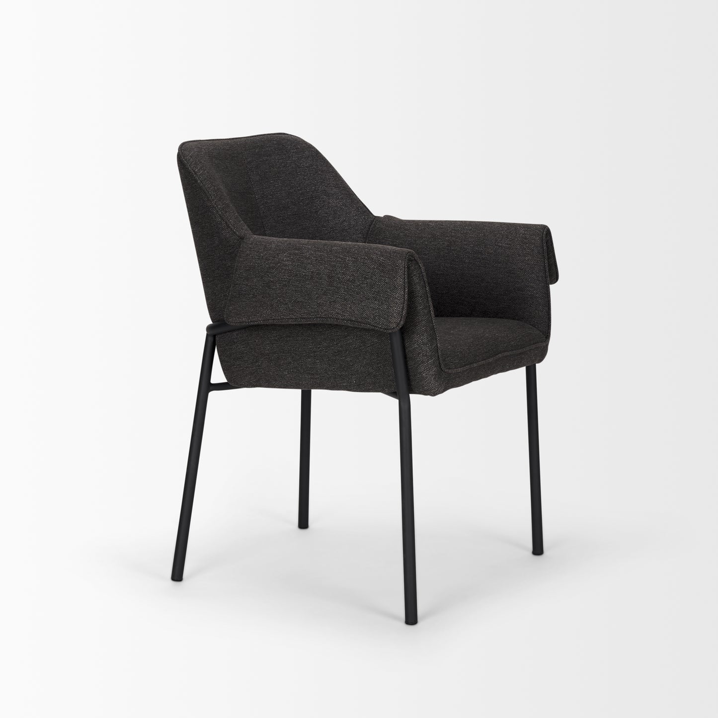 Brently Dining Chair w/ Gray Fabric & Matte Black Metal Legs