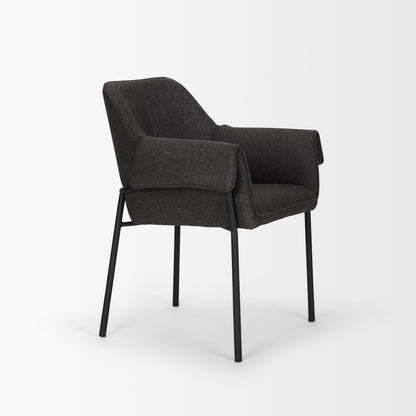 Brently Dining Chair w/ Gray Fabric & Matte Black Metal Legs