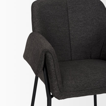 Brently Dining Chair w/ Gray Fabric & Matte Black Metal Legs