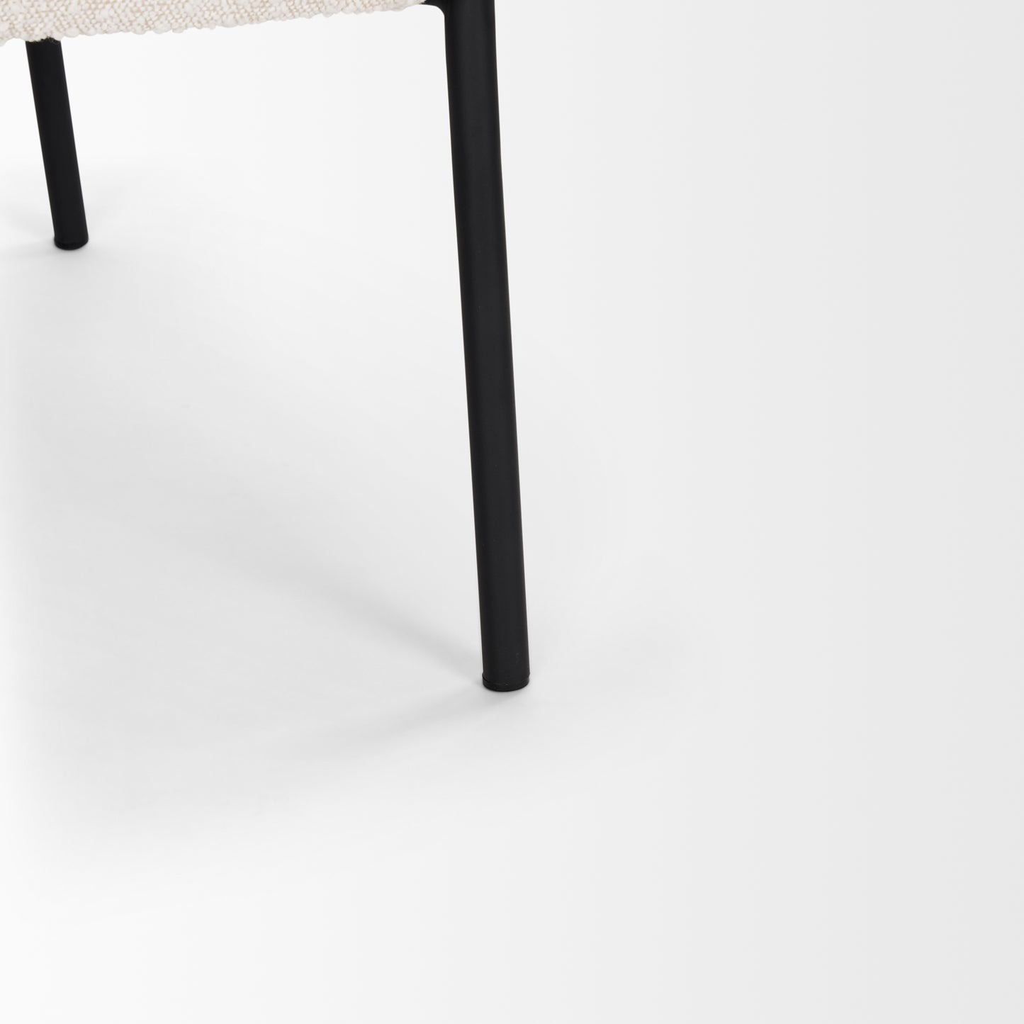 Brently Accent Chair w/ Cream Boucle Fabric & Matte Black Metal Legs