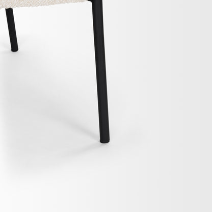 Brently Accent Chair w/ Cream Boucle Fabric & Matte Black Metal Legs