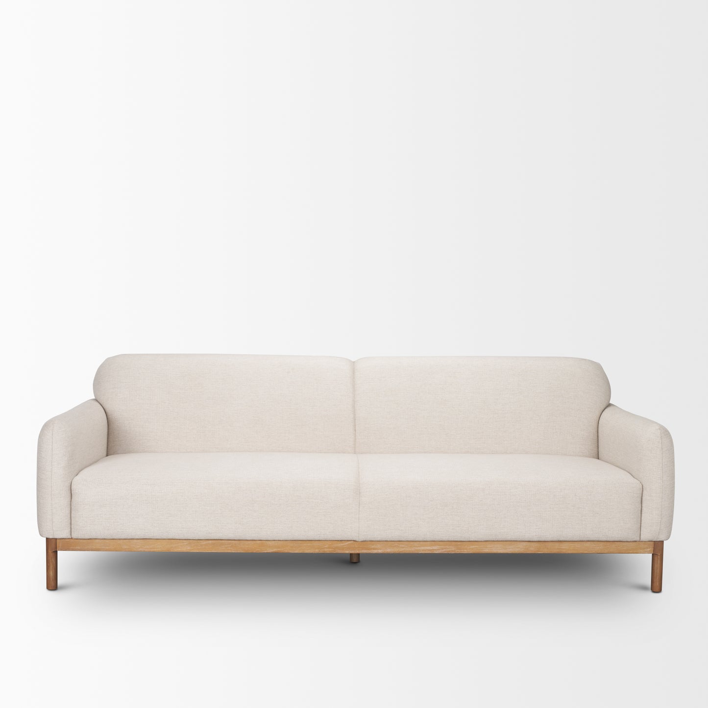 Hale Sofa W/ Medium Brown Wood and Oatmeal Fabric