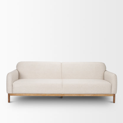Hale Sofa W/ Medium Brown Wood and Oatmeal Fabric