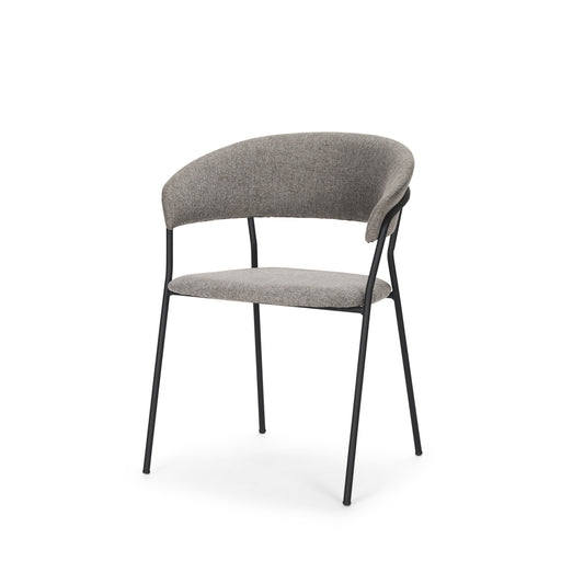 Carolyn Dining Chair w/ Gray Fabric & Matte Black Metal