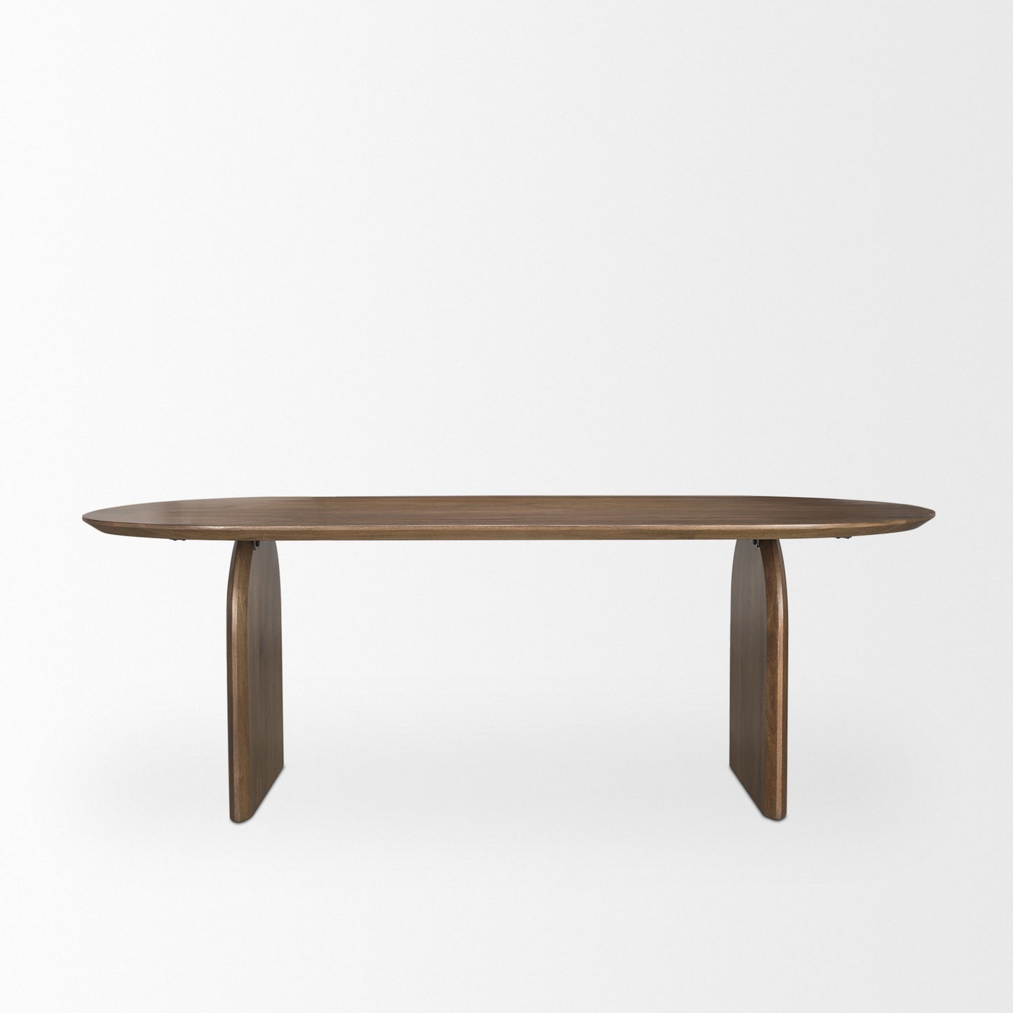 Isla Oval Dining Table w/Dark Brown Wood Top & Arched Legs