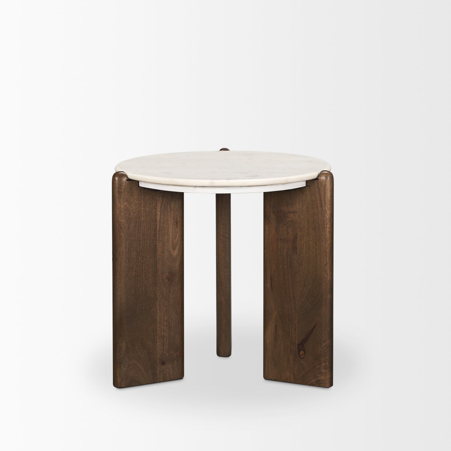 Rumer Dark Brown Wood w/ White Marble Side Table