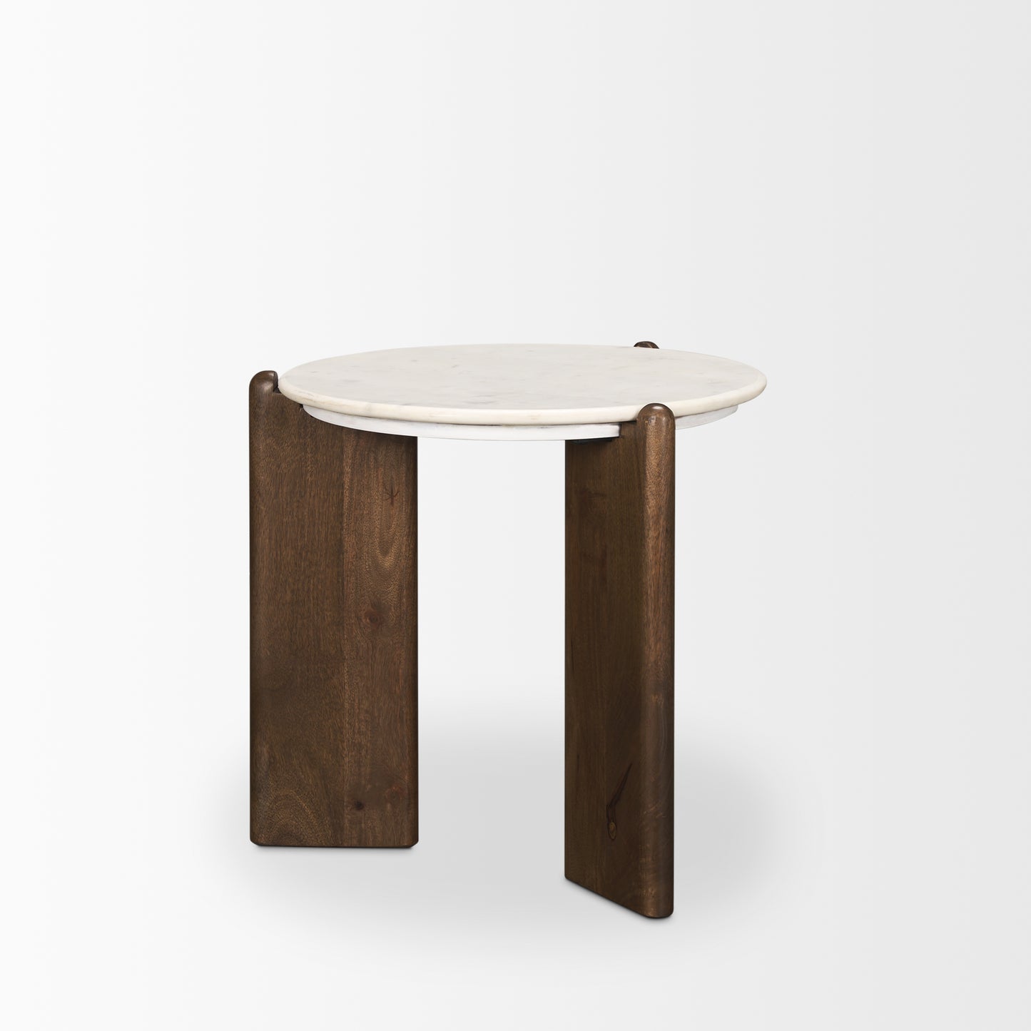 Rumer Dark Brown Wood w/ White Marble Side Table