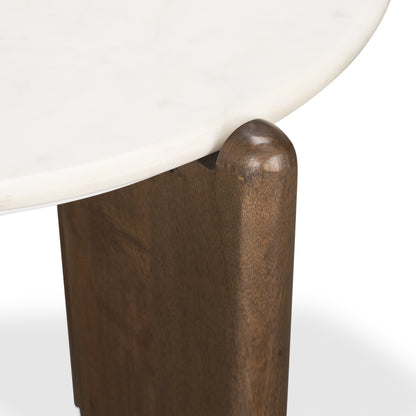 Rumer Dark Brown Wood w/ White Marble Side Table
