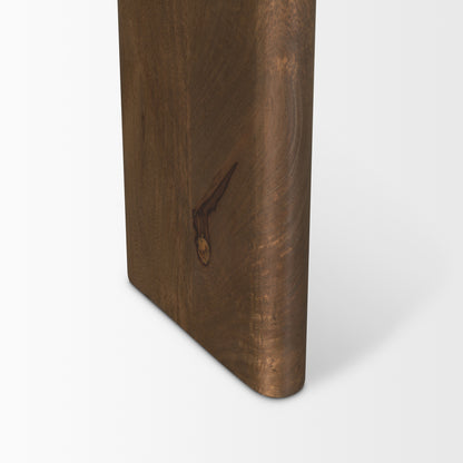 Rumer Dark Brown Wood w/ White Marble Side Table