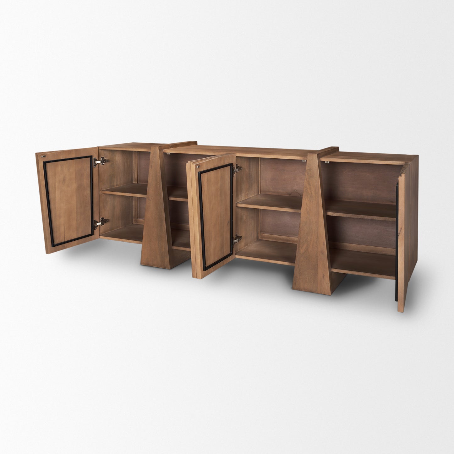 Eula Medium Brown Wood 4-Door Sideboard