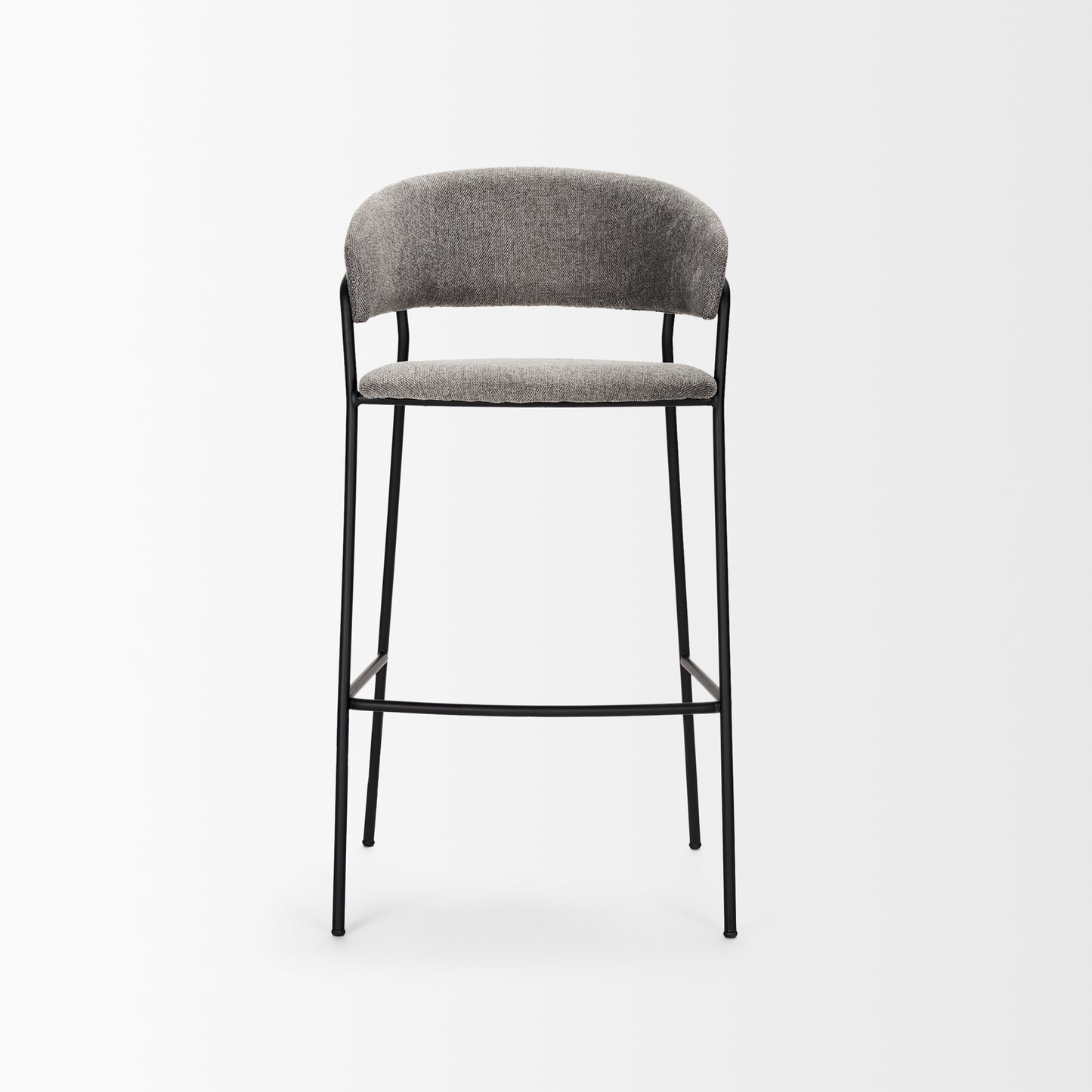 Carolyn Bar Stool w/ Gray Fabric & Matte Black Metal