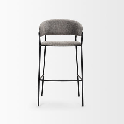 Carolyn Bar Stool w/ Gray Fabric & Matte Black Metal