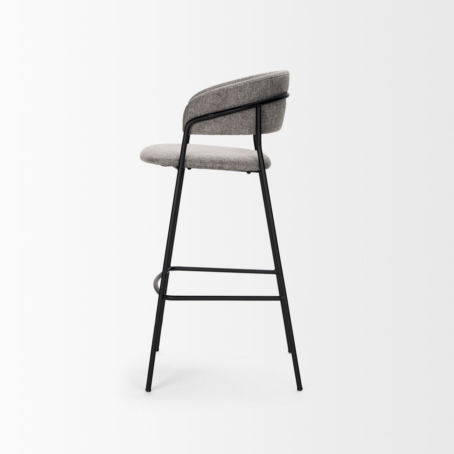 Carolyn Bar Stool w/ Gray Fabric & Matte Black Metal