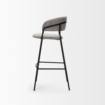 Carolyn Bar Stool w/ Gray Fabric & Matte Black Metal