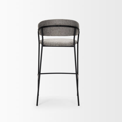Carolyn Bar Stool w/ Gray Fabric & Matte Black Metal