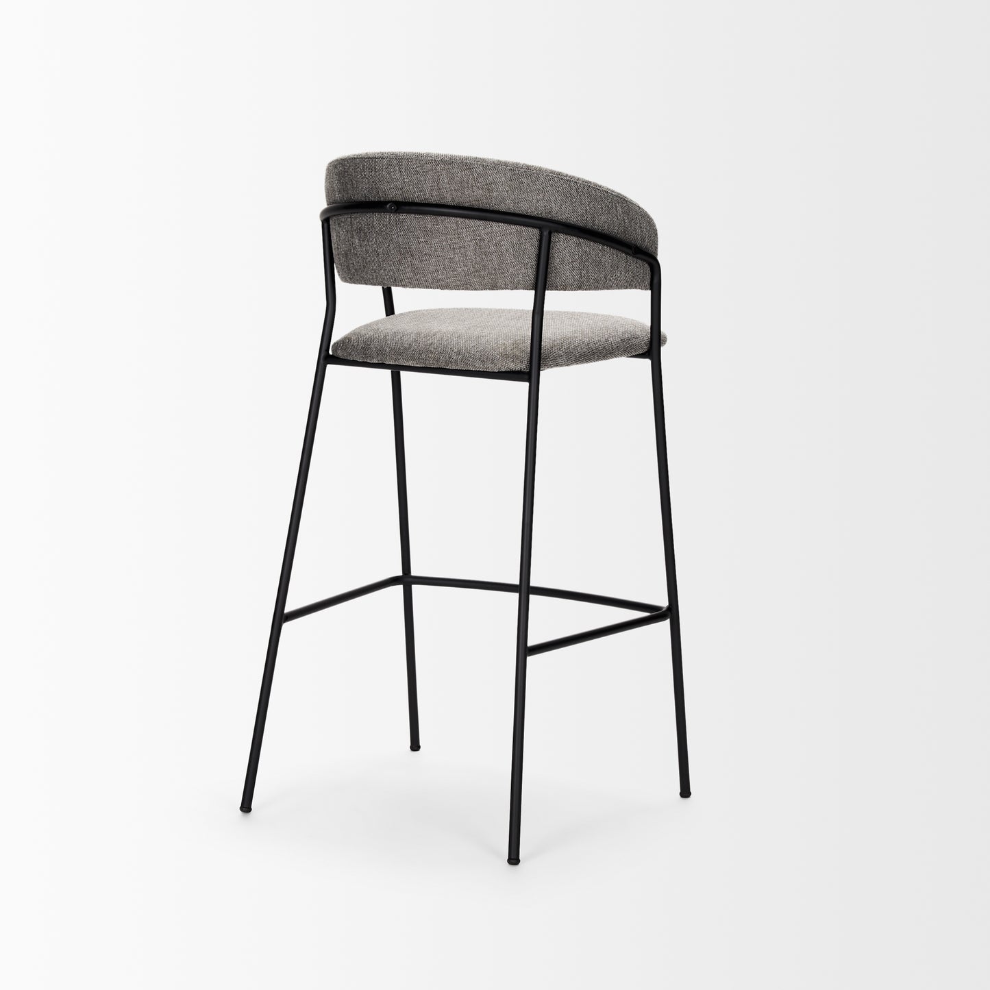 Carolyn Bar Stool w/ Gray Fabric & Matte Black Metal