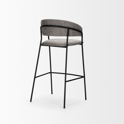 Carolyn Bar Stool w/ Gray Fabric & Matte Black Metal