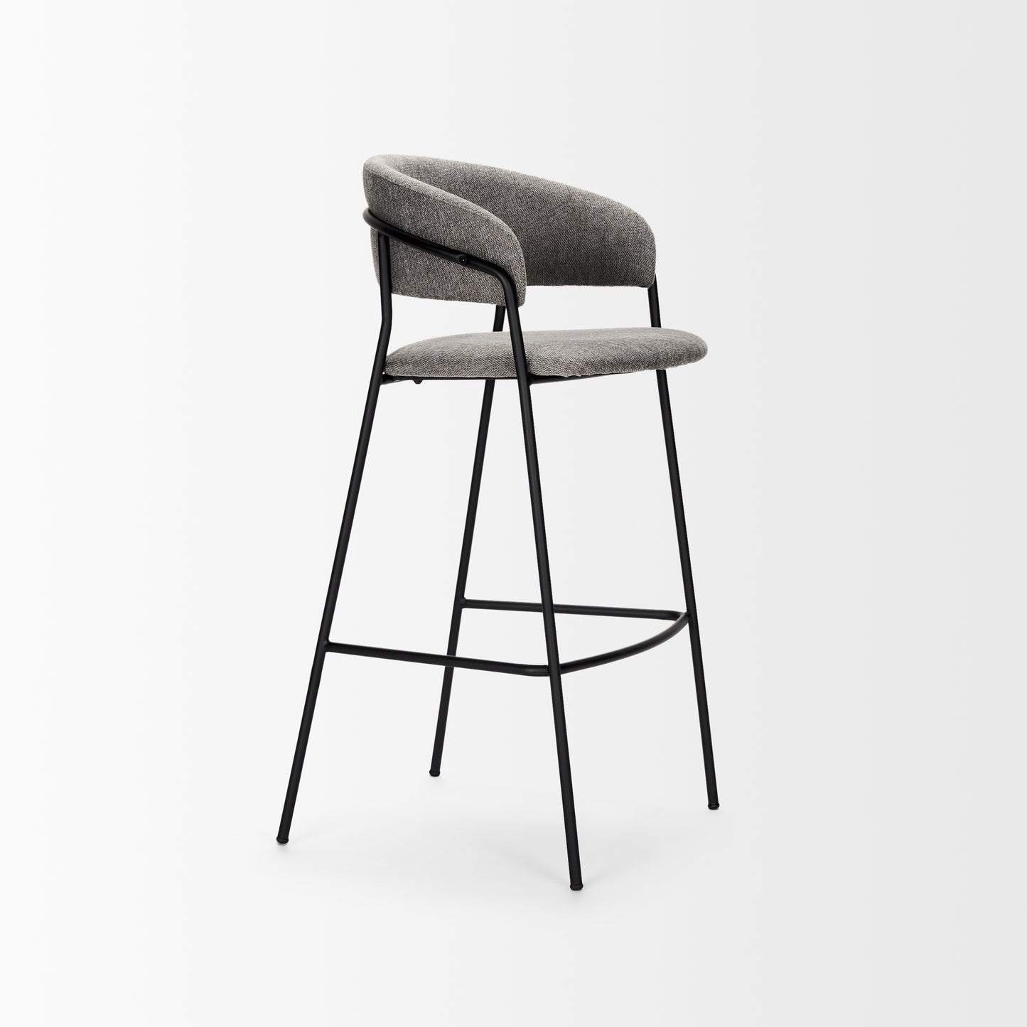 Carolyn Bar Stool w/ Gray Fabric & Matte Black Metal