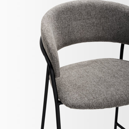 Carolyn Bar Stool w/ Gray Fabric & Matte Black Metal