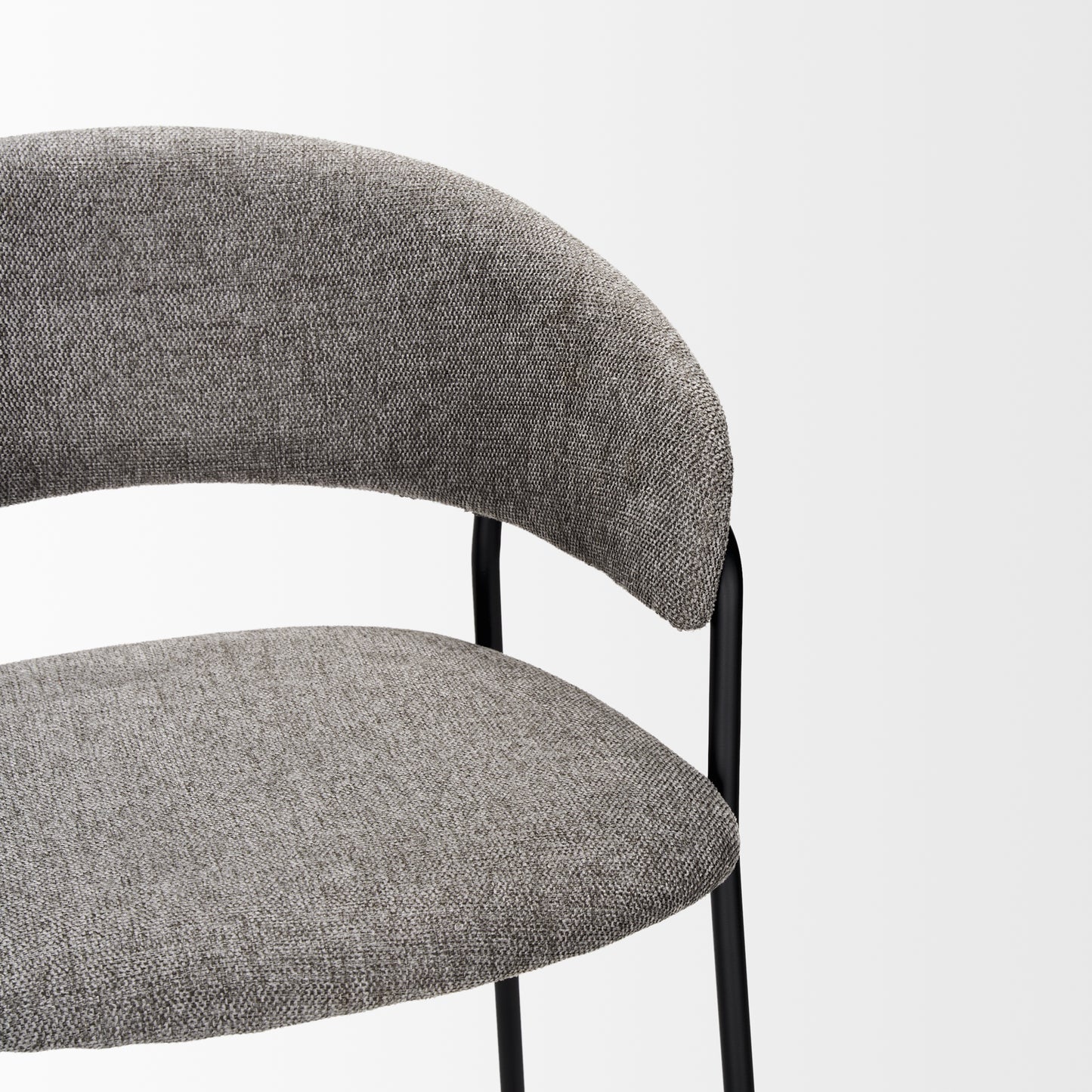 Carolyn Bar Stool w/ Gray Fabric & Matte Black Metal