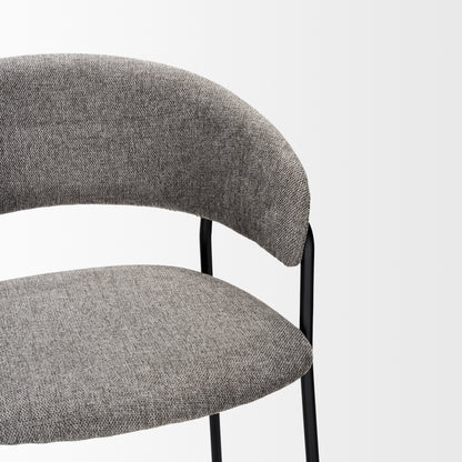 Carolyn Bar Stool w/ Gray Fabric & Matte Black Metal