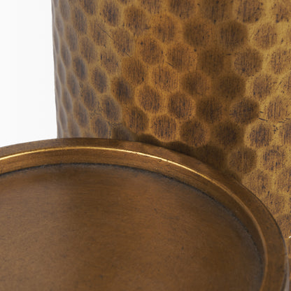 Gage Antiqued Gold Honeycomb Textured Metal Candle Holder (Set of 2)