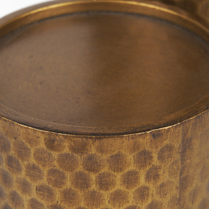 Gage Antiqued Gold Honeycomb Textured Metal Candle Holder (Set of 2)