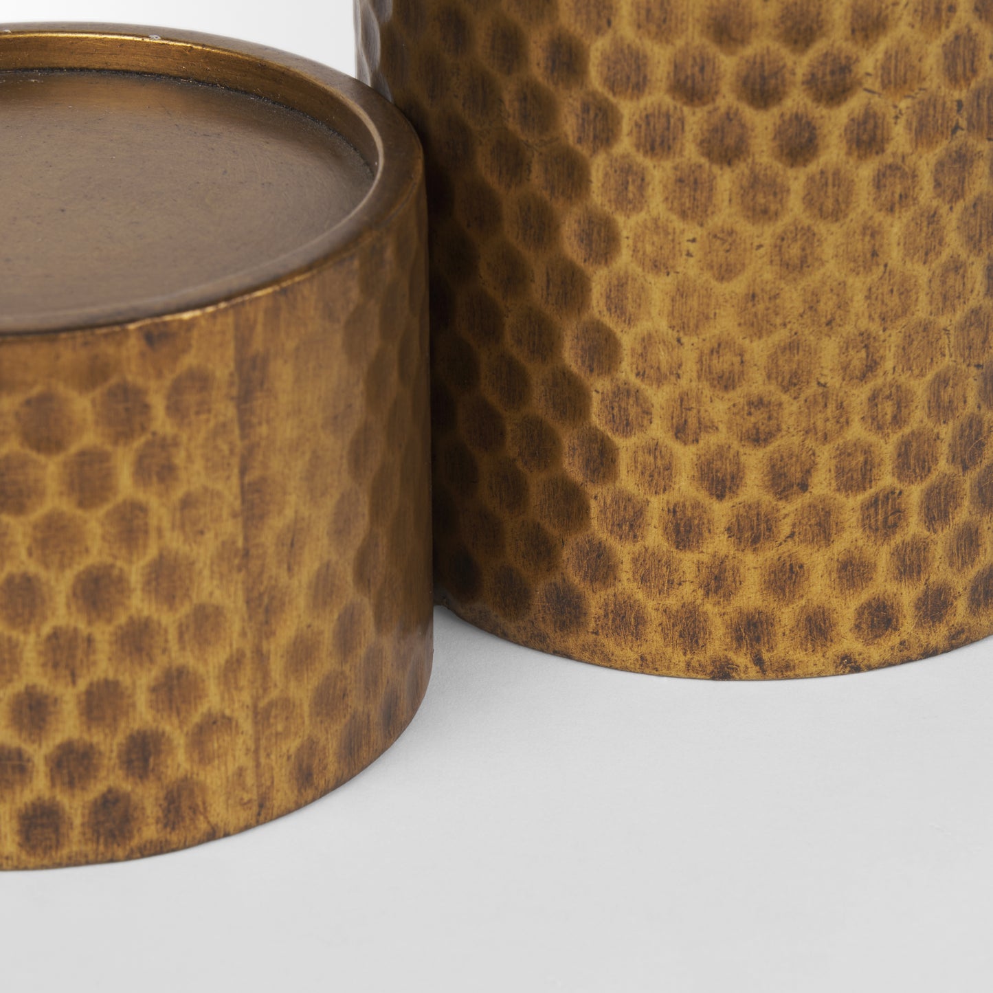 Gage Antiqued Gold Honeycomb Textured Metal Candle Holder (Set of 2)