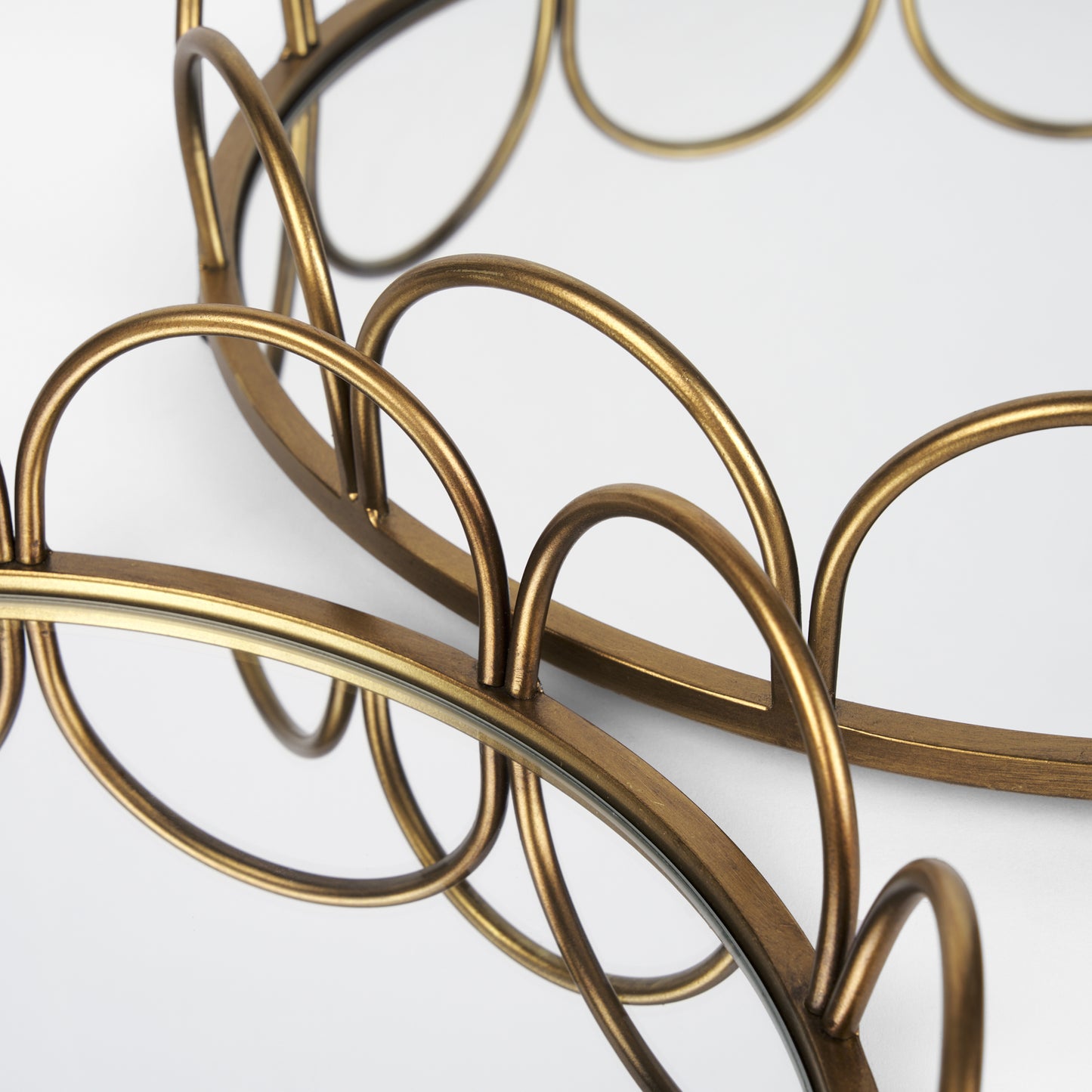 Lenore Round Metal/Mirror Tray Gold (Set of 2)