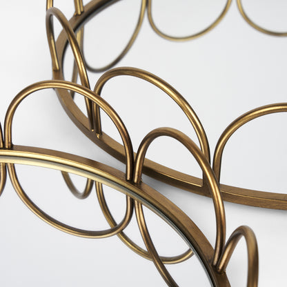 Lenore Round Metal/Mirror Tray Gold (Set of 2)