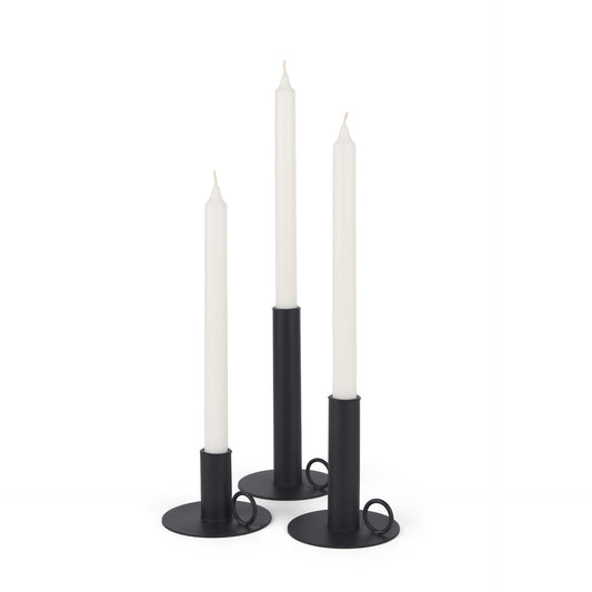 Noir Matte Black Metal Candle Holders (Set of 3)