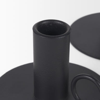 Noir Matte Black Metal Candle Holders (Set of 3)