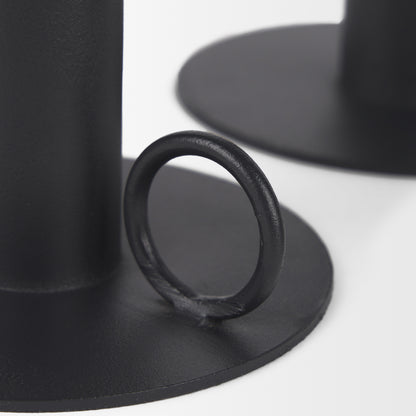 Noir Matte Black Metal Candle Holders (Set of 3)