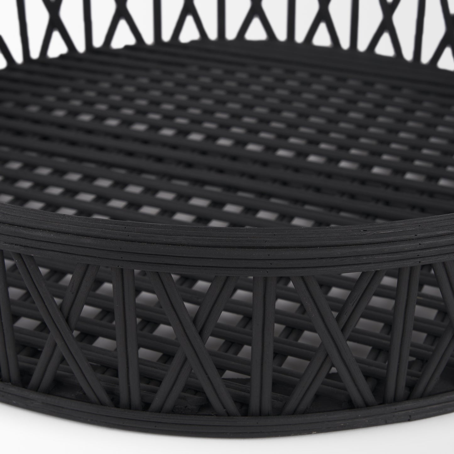 Thea Matte Black Wicker Trays (Set of 2)