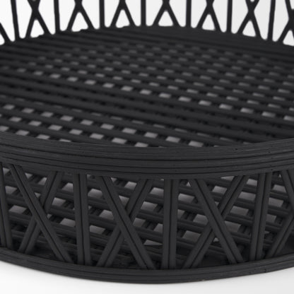 Thea Matte Black Wicker Trays (Set of 2)