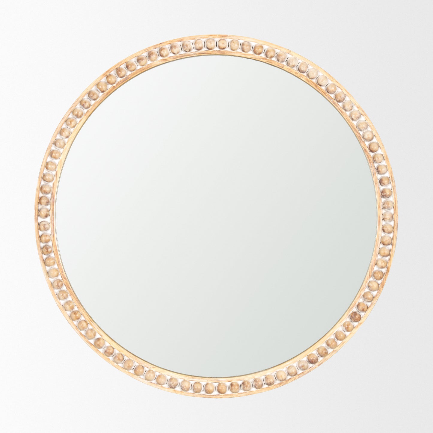 Roan Light Brown Wood Beaded Wall Mirror