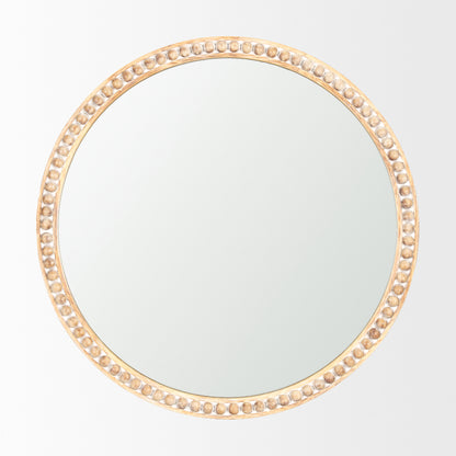 Roan Light Brown Wood Beaded Wall Mirror