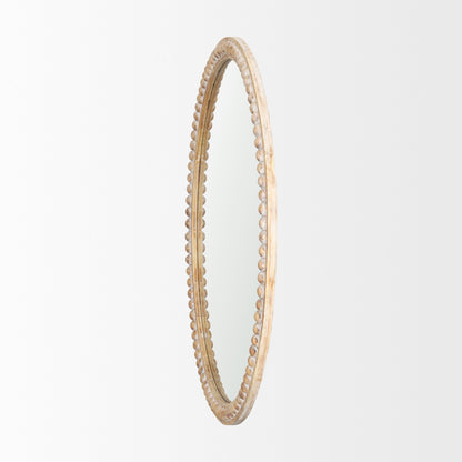 Roan Light Brown Wood Beaded Wall Mirror