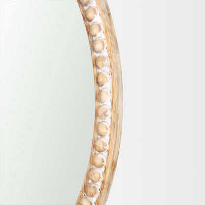 Roan Light Brown Wood Beaded Wall Mirror