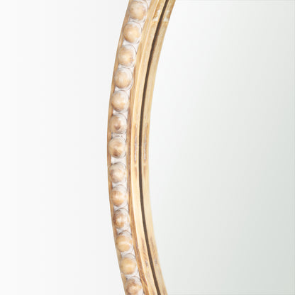 Roan Light Brown Wood Beaded Wall Mirror