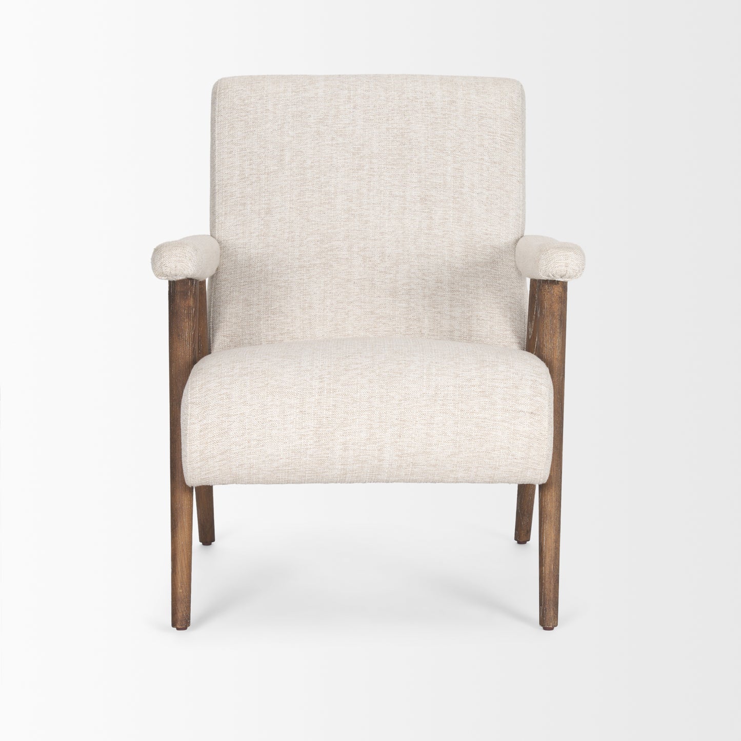 Nico Oatmeal Upholstered w/ Brown Wood Accent Chair