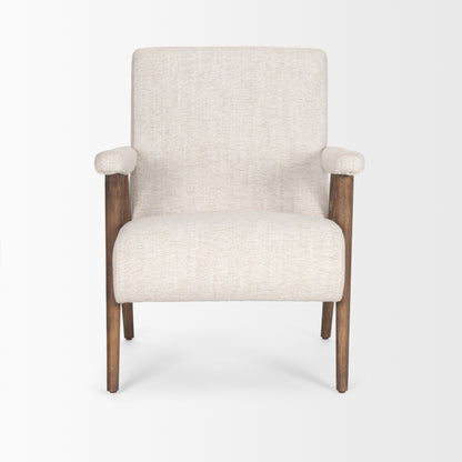 Nico Oatmeal Upholstered w/ Brown Wood Accent Chair