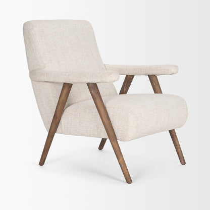 Nico Oatmeal Upholstered w/ Brown Wood Accent Chair