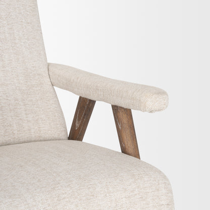 Nico Oatmeal Upholstered w/ Brown Wood Accent Chair