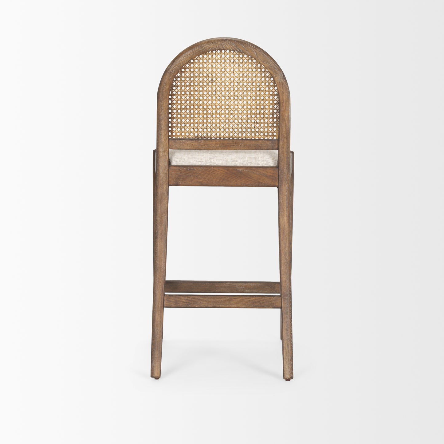 Elle Rounded Caneback Medium Brown Wood W/ Oatmeal Fabric Counter Stool