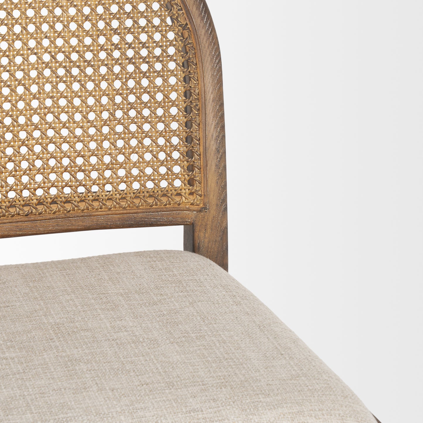 Elle Rounded Caneback Medium Brown Wood W/ Oatmeal Fabric Counter Stool