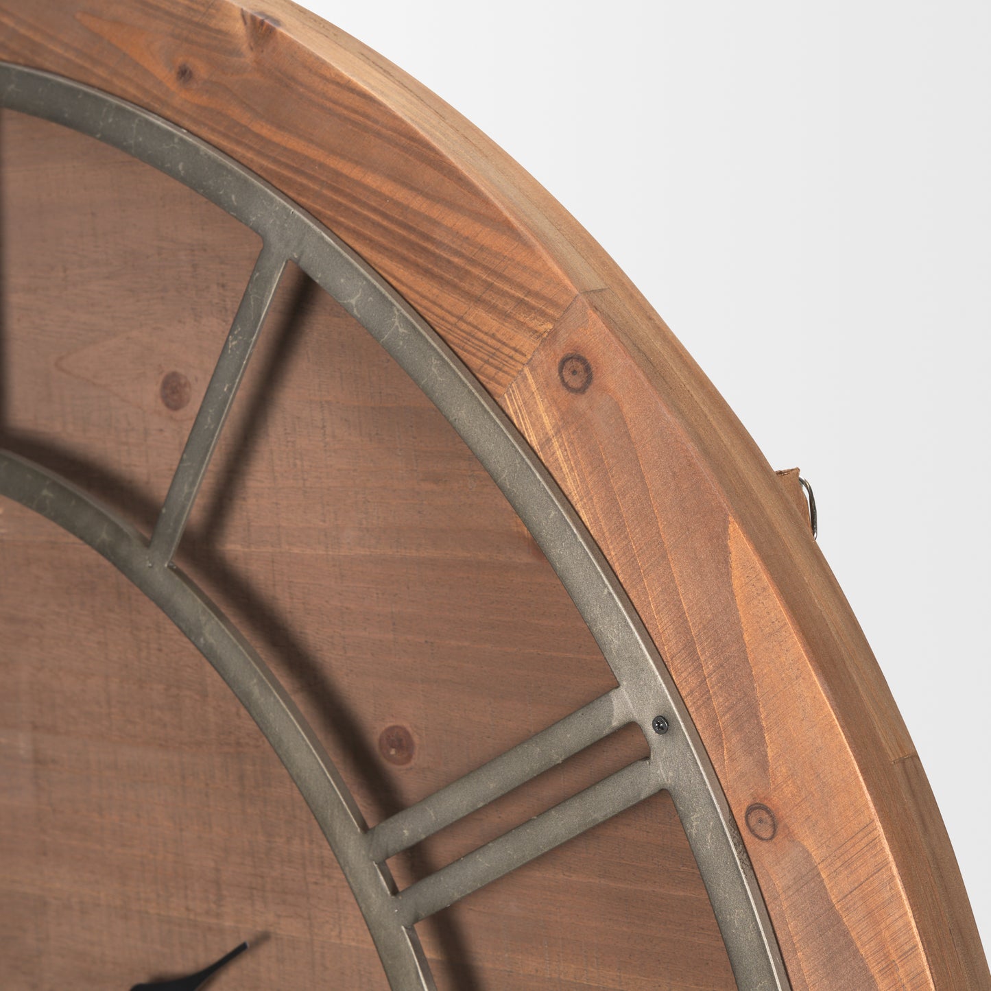 Raul Medium Brown Wood W/ Silver Metal Wall Clock